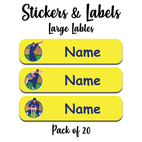 Ajooba - Cricket Yellow01 Personalized Labels -Value pack of 108 labels