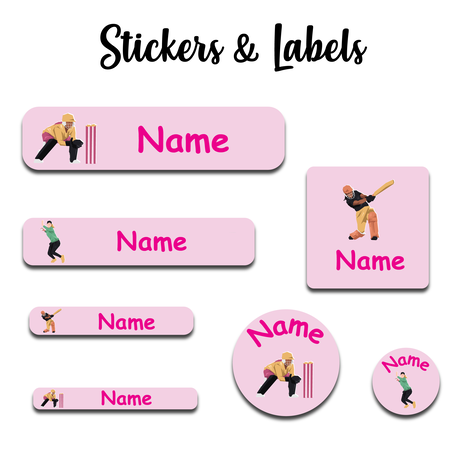 Ajooba - Cricket09 Light Red Personalized Labels -Value pack of 108 labels