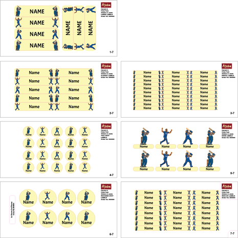 Ajooba - Cricket Light Yellow Personalized Labels -Value pack of 108 labels