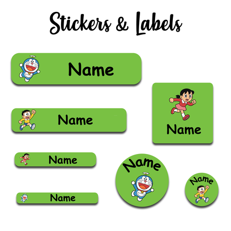Ajooba - Doraemon Green Personalized Labels -Value pack of 108 labels