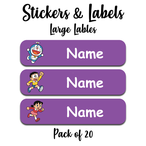 Ajooba - Doraemon Purple Personalized Labels -Value pack of 108 labels