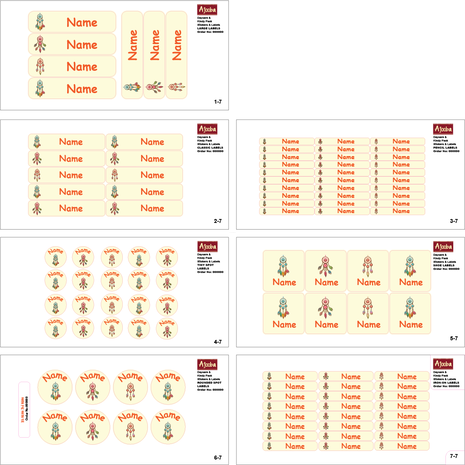 Ajooba - Dream Catcher Light Yellow Personalized Labels -Value pack of 108 labels