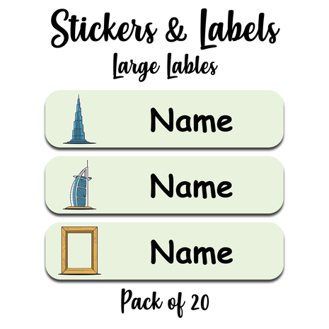 Ajooba - Dubai Light Green Personalized Labels -Value pack of 108 labels