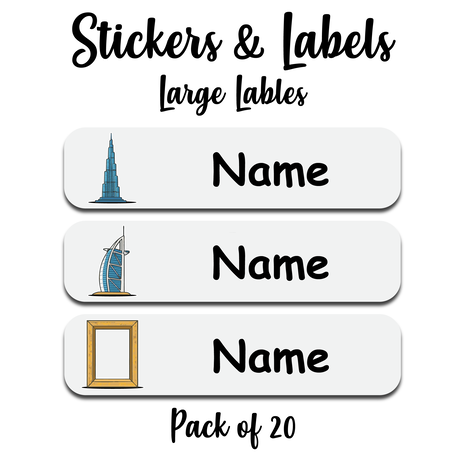 Ajooba - Dubai Light Gray Personalized Labels -Value pack of 108 labels