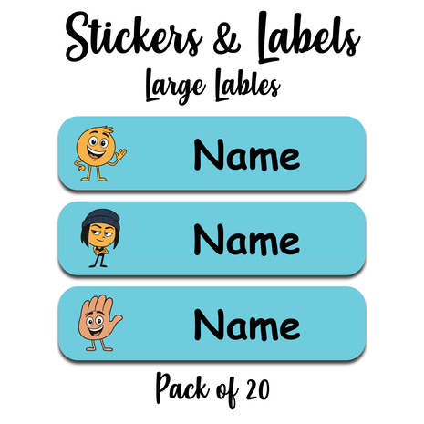 Ajooba - Emoji Movie sea Blue Personalized Labels -Value pack of 108 labels