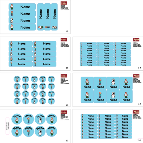 Ajooba - Funny Family Blue Personalized Labels -Value pack of 108 labels