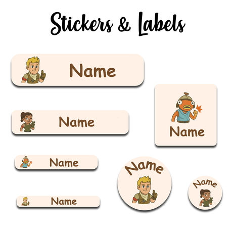 Ajooba - Battle Video Game Light Orange Personalized Labels -Value pack of 108 labels