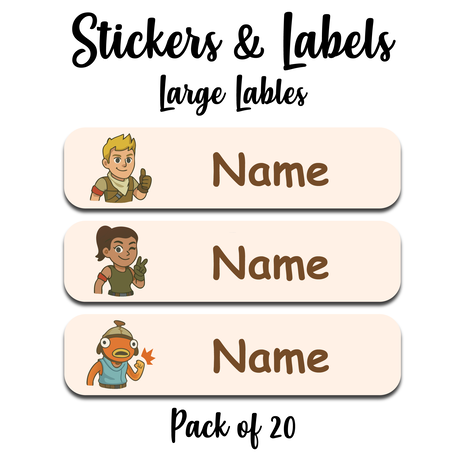 Ajooba - Battle Video Game Light Orange Personalized Labels -Value pack of 108 labels