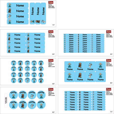 Ajooba - Ice  Princess Blue Personalized Labels -Value pack of 108 labels