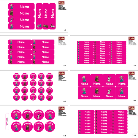 Ajooba - Ice  Princess Pink Personalized Labels -Value pack of 108 labels