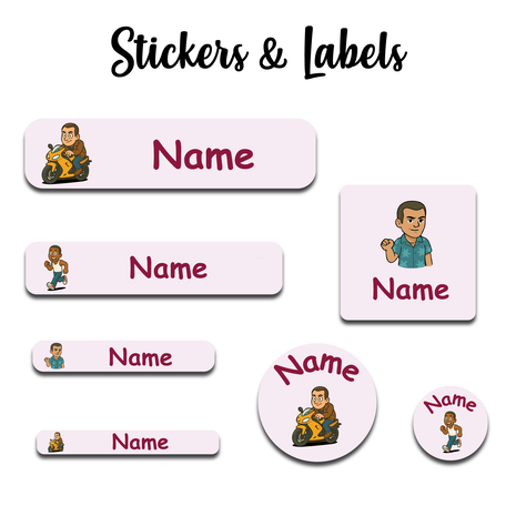 Ajooba -Video Game Series Light Purple  Personalized Labels -Value pack of 108 labels