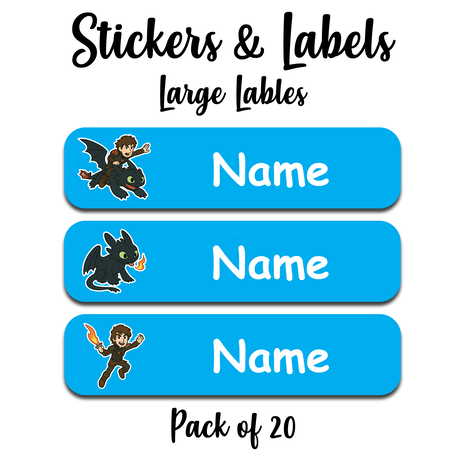 Ajooba - Dragon Sticker Blue Personalized Labels -Value pack of 108 labels