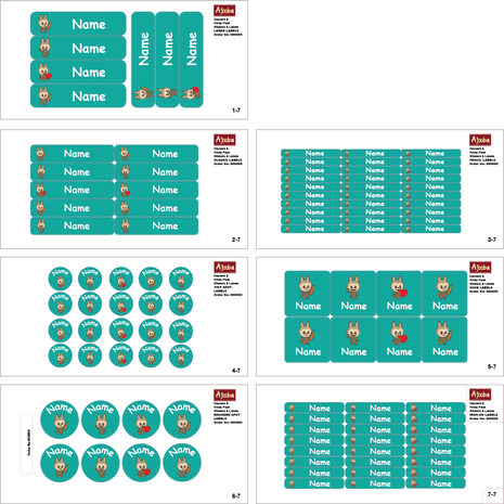 Ajooba - Smilling Doll Turquoise Personalized Labels -Value pack of 108 labels