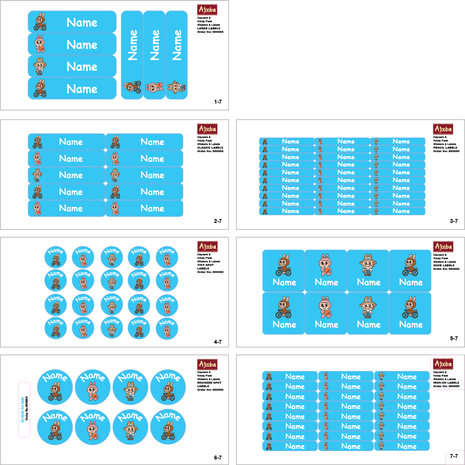 Ajooba - Smilling Doll Blue Personalized Labels -Value pack of 108 labels