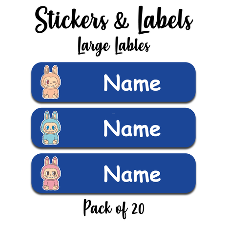 Ajooba - Smilling Doll04 Blue Personalized Labels -Value pack of 108 labels