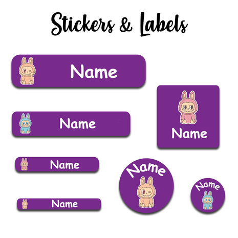 Ajooba - Smilling Doll04 Purple Personalized Labels -Value pack of 108 labels