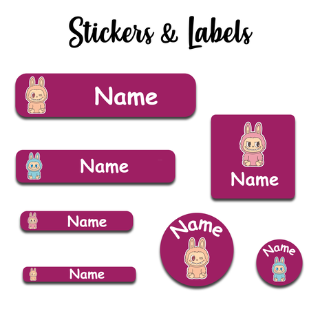 Ajooba - Smilling Doll Magenta Personalized Labels -Value pack of 108 labels