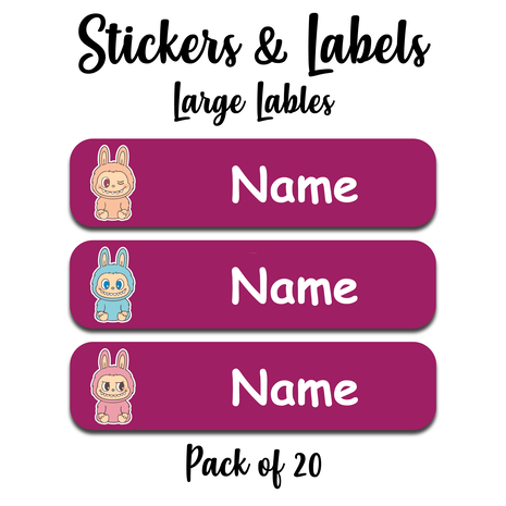 Ajooba - Smilling Doll Magenta Personalized Labels -Value pack of 108 labels