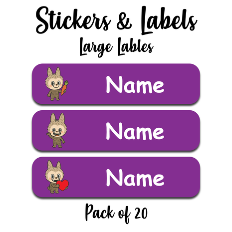 Ajooba - Smilling Doll04 Purple01 Personalized Labels -Value pack of 108 labels