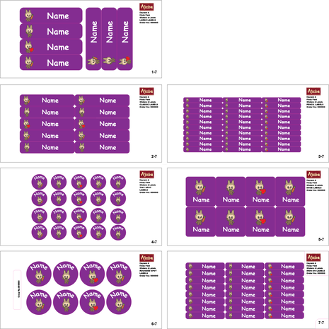 Ajooba - Smilling Doll04 Purple01 Personalized Labels -Value pack of 108 labels