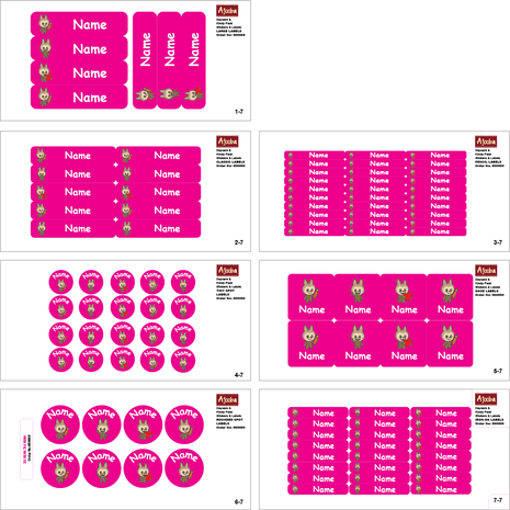 Ajooba - Smilling Doll Hot Pink Personalized Labels -Value pack of 108 labels
