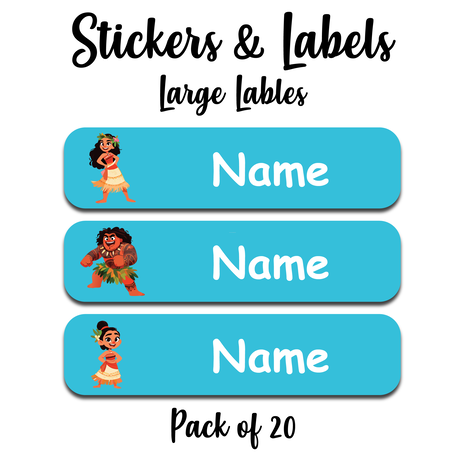 Ajooba - Boho Girl Light Blue Personalized Labels -Value pack of 108 labels