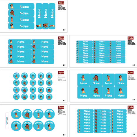 Ajooba - Boho Girl Light Blue Personalized Labels -Value pack of 108 labels