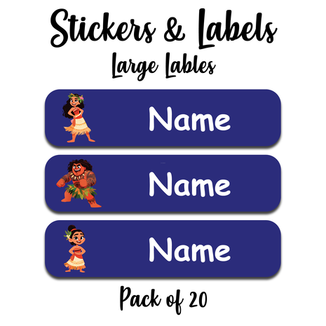 Ajooba - Boho Girl Blue Personalized Labels -Value pack of 108 labels