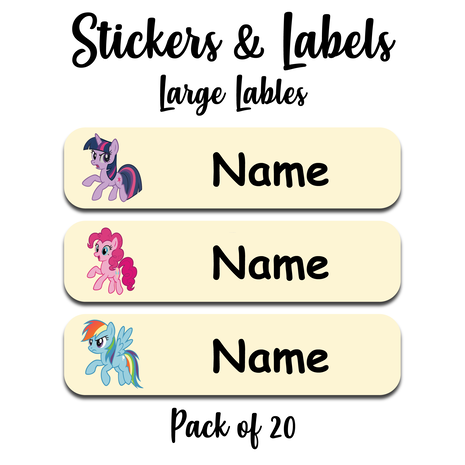 Ajooba - Pony Light Yellow Personalized Labels -Value pack of 108 labels