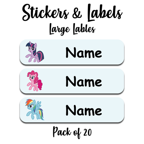Ajooba - Pony Light Blue Personalized Labels -Value pack of 108 labels