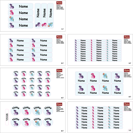 Ajooba - Pony Light Blue Personalized Labels -Value pack of 108 labels