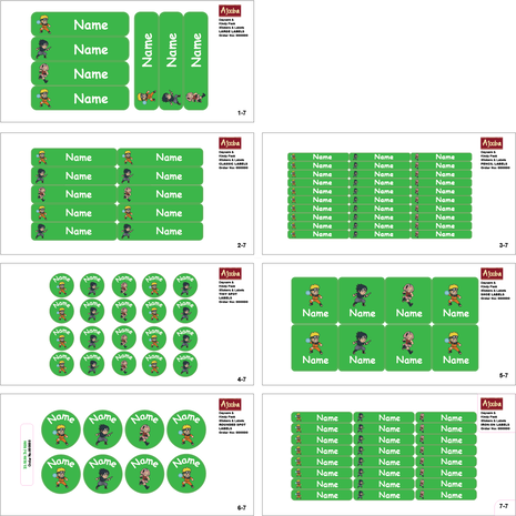 Ajooba - Japanese Fox Green Personalized Labels -Value pack of 108 labels
