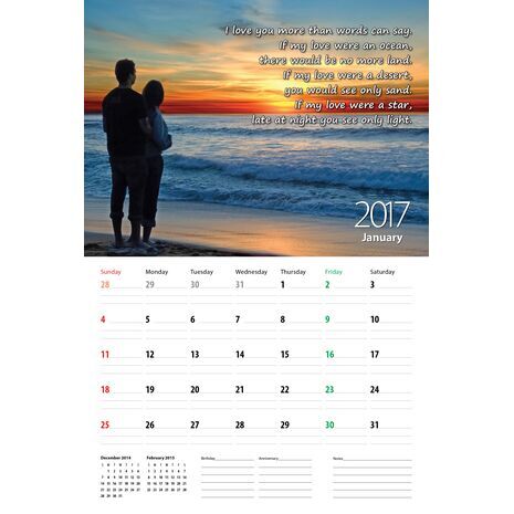 Wife - Personalised Sentimental Wall Calendar