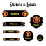 Ajooba -Football- Black -Personalized Labels -Value pack of 108 labels