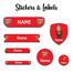 Ajooba - Football- Red & White Personalized Labels -Value pack of 108 labels
