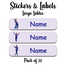 Ajooba - Cricket Purple Personalized Labels -Value pack of 108 labels