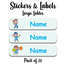 Ajooba - Cricket Light Blue02 Personalized Labels -Value pack of 108 labels