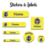 Ajooba - Cricket Yellow01 Personalized Labels -Value pack of 108 labels