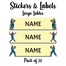 Ajooba - Cricket Light Yellow Personalized Labels -Value pack of 108 labels