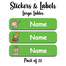 Ajooba - Smilling Doll03 Green Personalized Labels -Value pack of 108 labels
