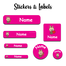Ajooba - Smilling Doll Hot Pink Personalized Labels -Value pack of 108 labels