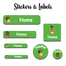 Ajooba - Boho Girl Green Personalized Labels -Value pack of 108 labels