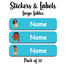 Ajooba - Boho Girl Light Blue Personalized Labels -Value pack of 108 labels