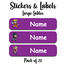 Ajooba - Japanese Fox Purple Personalized Labels -Value pack of 108 labels