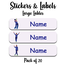 Ajooba - Cricket Light Blue01 Personalized Labels -Value pack of 108 labels