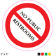 Waterproof Sticker Toilet Signs Labels- No Public Restroom 002 - Small Circle