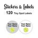 Tiny Spot Labels 120 pc -Tennis