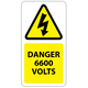 6600 Volts Labels 33x63mm