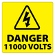 Danger 11000 Volts Labels 100x100mm