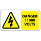 Danger 11000 Volts Labels 100x50mm